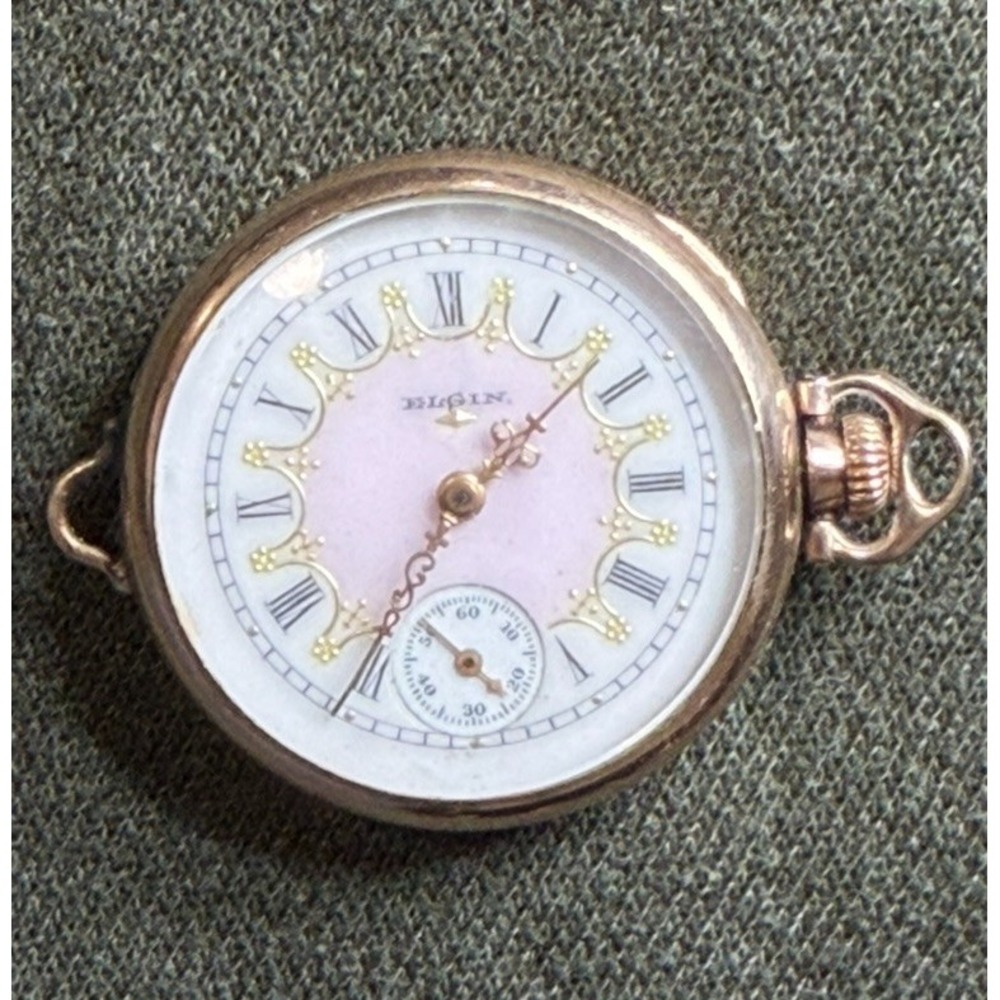 Antique c1901 Elgin 15J Pendant Pocket Watch Wadsworth Gold Filled Repair